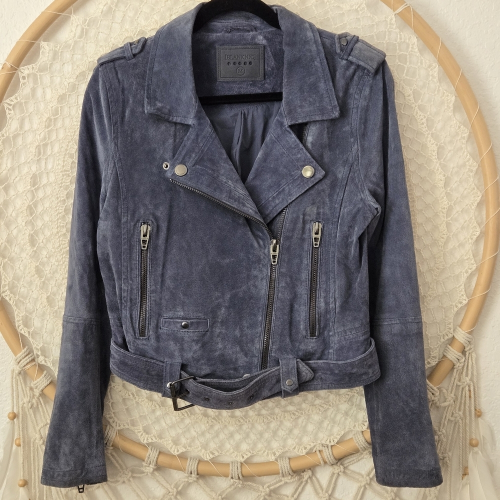 BLANK NYC Blue Suede Moto Jacket - Picture 12 of 12